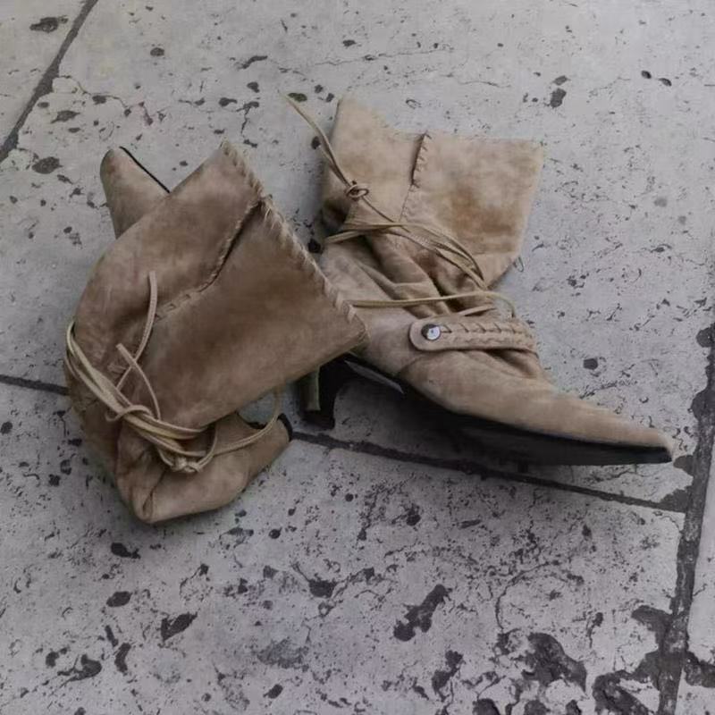 Sock Boot Women - レディースブーツ 2026年秋冬 ボヘミアン スクエアトゥ スタックブーツ レディース