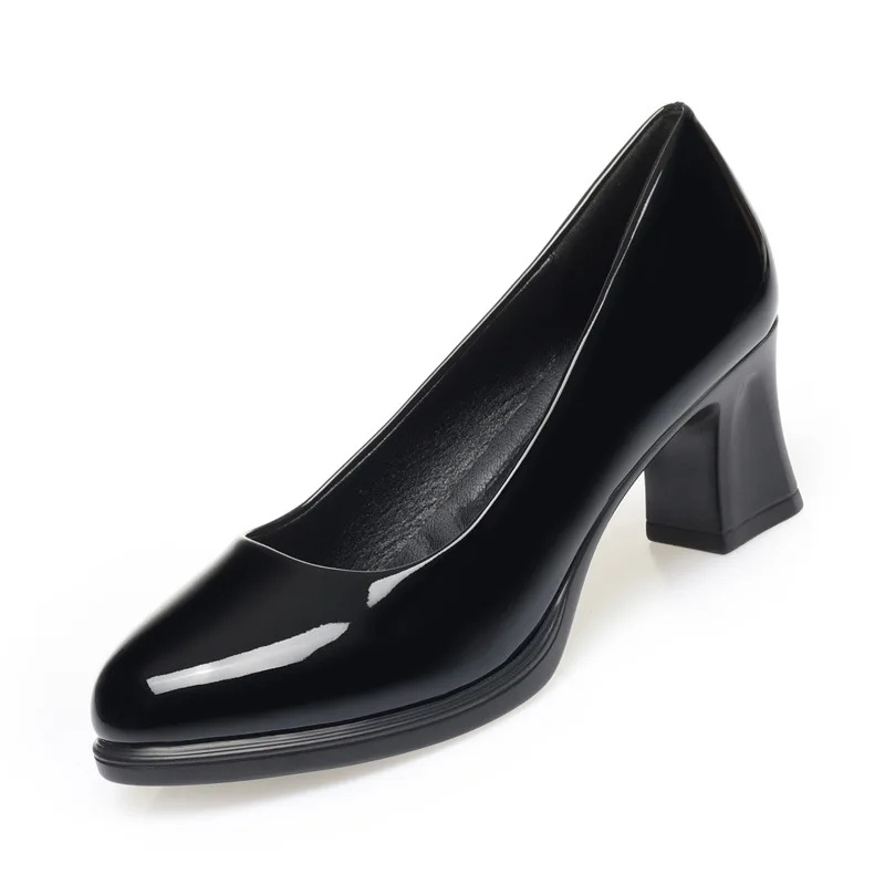 Court Heel Pointed - 5cm 7cm 快適で通気性の良い浅めの明るい革の靴 レディースパンプス 2025年秋 メッドブロックヒール