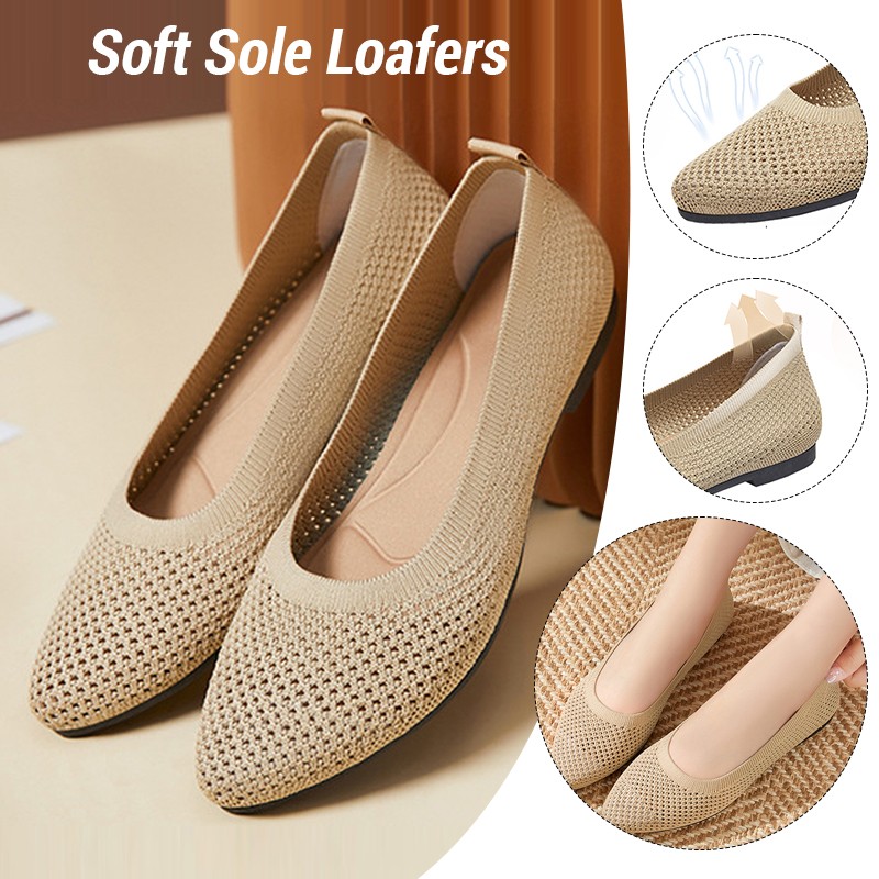Loafer Flat Women - 女性フラットシューズニットローファーソフトソール軽量通気性スリップオン女性カジュアルシューズウォーキングバレエ女性フラットシューズ