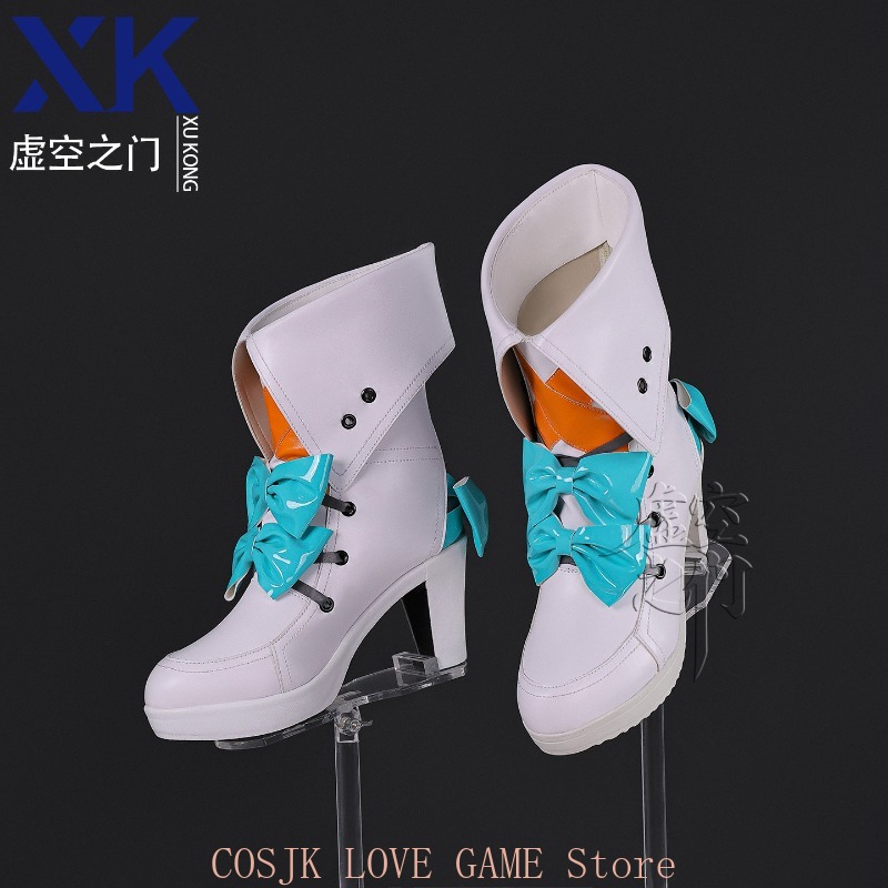 Women'S Shoes Zone - Zenless Zone Zero アリアアニメ女性かわいいレザーブーツ弓装飾ハイヒールキャラクターハロウィンカーニバルパーティーゲーム靴