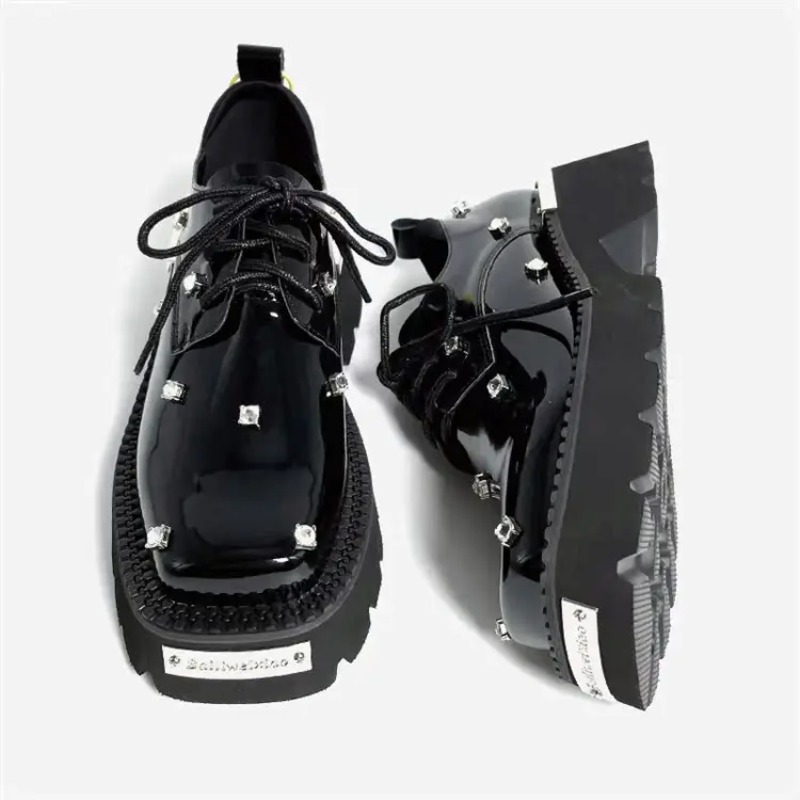 Platform Sneakers Chunky - 女性ローファークリスタルプラットフォーム分厚いメアリージェーンズの靴 2025 カジュアルスポーツサンダル高級トレンドスニーカーレースアップ女性