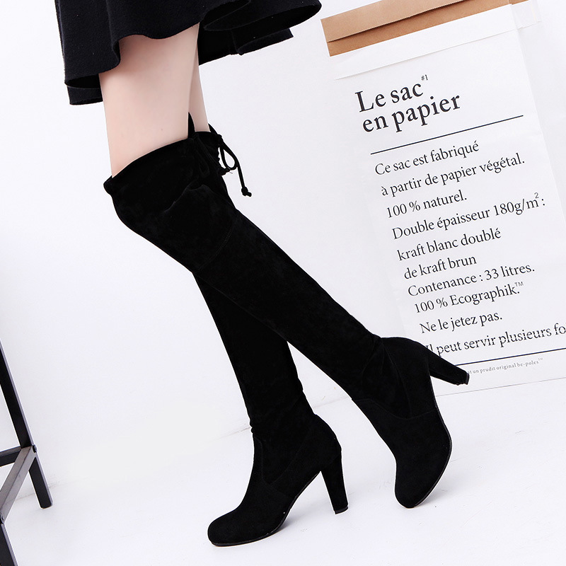Sock Boot Women - レディースストレッチニーハイブーツ、スリッポンプラットフォームロングブーツ、ファッショナブルなソックブーツ、プラスサイズ、ポインテッドトゥ、ハイヒール