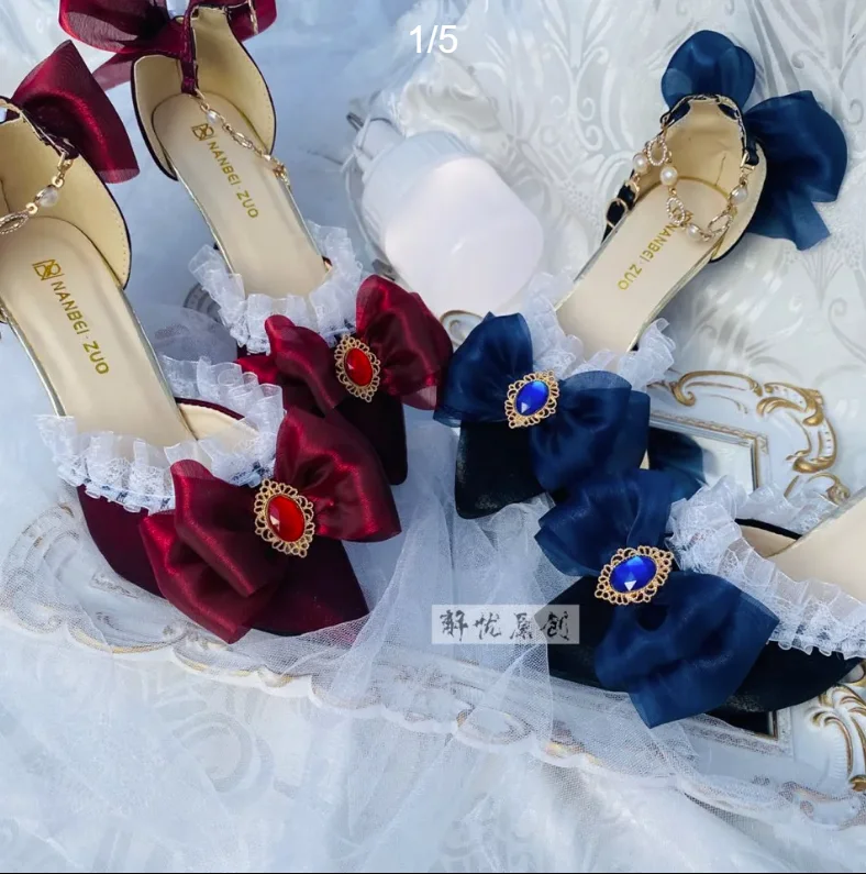 Court Heel Pointed - ロリータハイヒールの靴エレガントなコートポインテッドサンダルロリータ靴女性のための高級レディース女性 2025