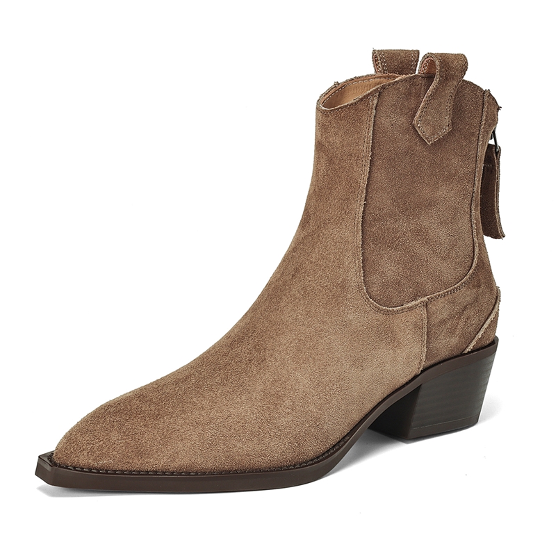 Block Heel Ankle Boots - AIYUQI 女性のアンクルブーツ 2026 新しいポインテッドトゥジッパー付きウエスタンカウボーイブーツ女性のためのブロックヒールワークブーツ女性