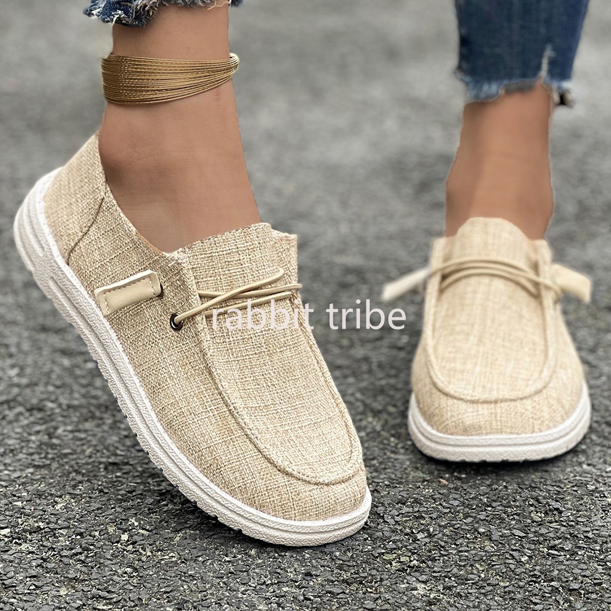 Loafer Flat Women - 2026年新作おしゃれキャンバスカジュアルスポーツシューズ快適で通気性のあるレディースローファー女性用シングルシューズ