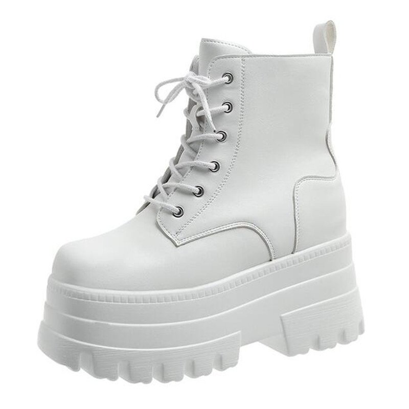 Block Heel Ankle Boots - 2025年ブランド フロントレース ミリタリーブーツ プラットフォーム 厚底 カーフ丈