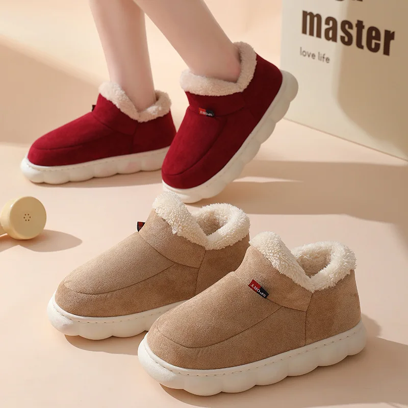 Kids Shoes Women - 2025年冬用メンズカジュアルハウスシューズ、レディースアウトドア用暖かいコットンシューズ、女性用室内用プラッシュパッド入りスリッパ