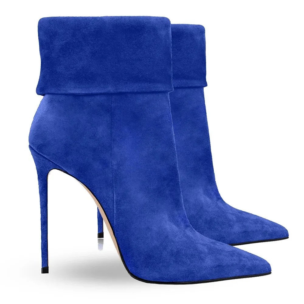 Block Heel Ankle Boots - サイドジップ付きのシックなミニマリストの尖ったつま先のカフブーツ、パーティー、デート、日常の都会での着用に適した西洋風の洗練されたヒール