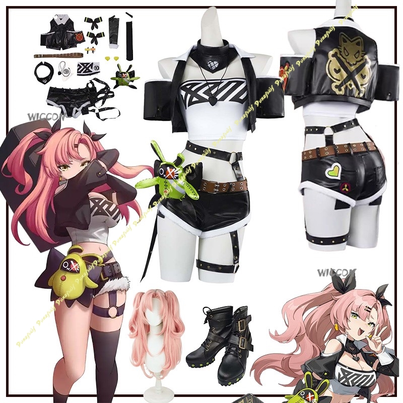 Women'S Shoes Zone - ゲームゼンレスゾーンゼロニコルデマラコスプレ衣装女の子ウィッグピンクドレスパンツスーツ靴パーティー女性かわいいクリスマスハロウィン
