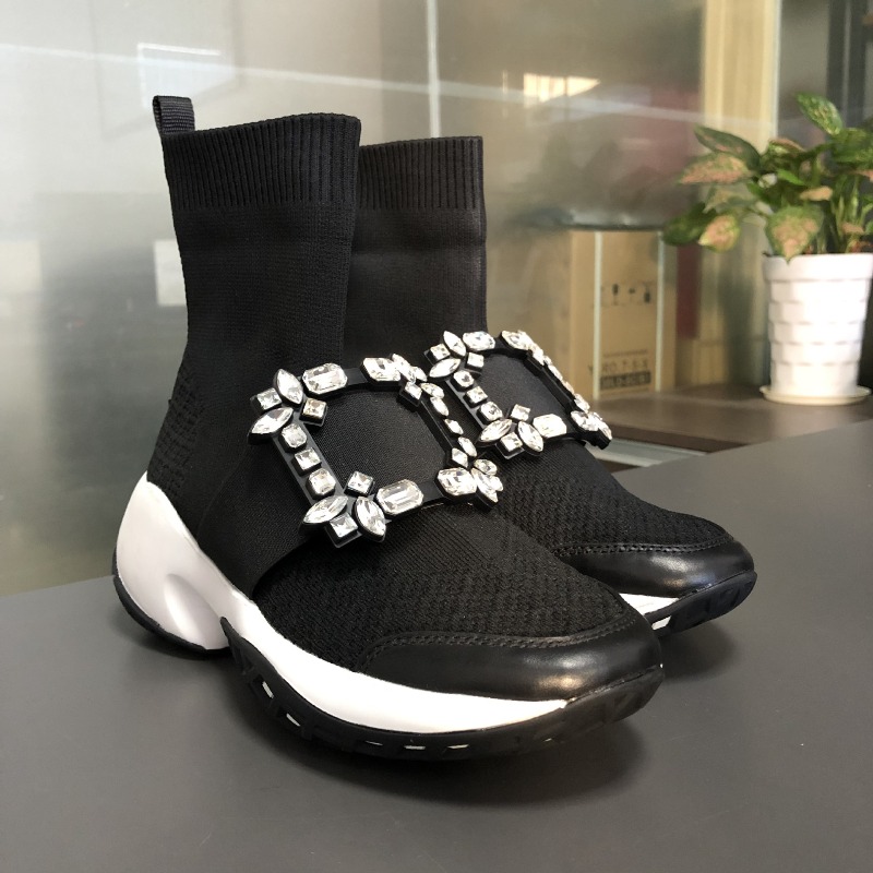 Sock Boot Women - ファッションデザイナーの女性用靴高級ラインストーンチャンキースニーカー女性用絶妙なラウンドヘッドソックブーツ Zapatillas De Mujer