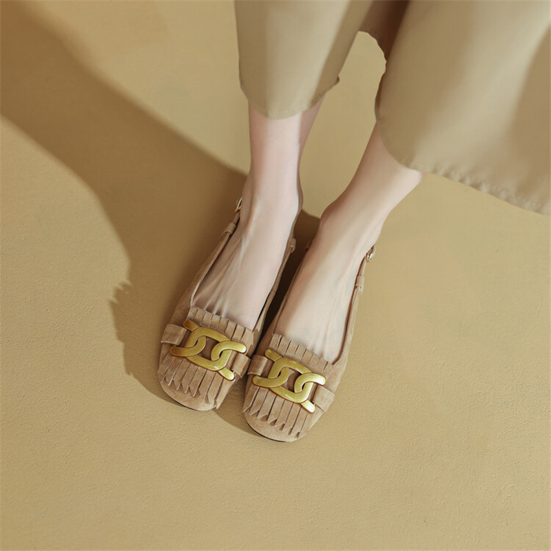 女性用タッセル付きローヒールサンダル,シープスエードパンプス - Kids Shoes Women のレビューと価格