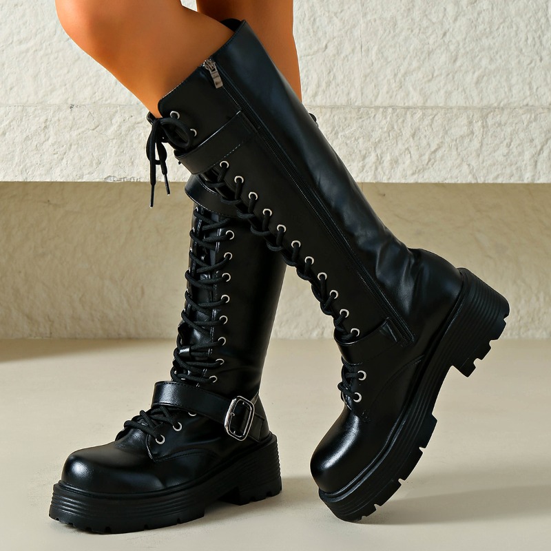 プラットフォームチャンキーソールレディースニーハイブーツ、レ - Platform Sneakers Chunky のレビューと価格