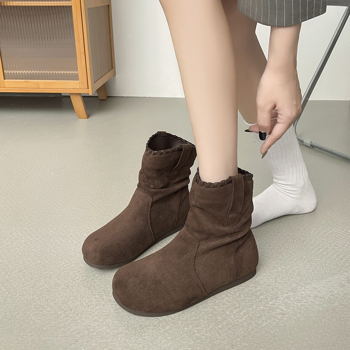 レトロな重ね履き風レディースブーツ 2025 秋冬 ウェスタ - Sock Boot Women のレビューと価格