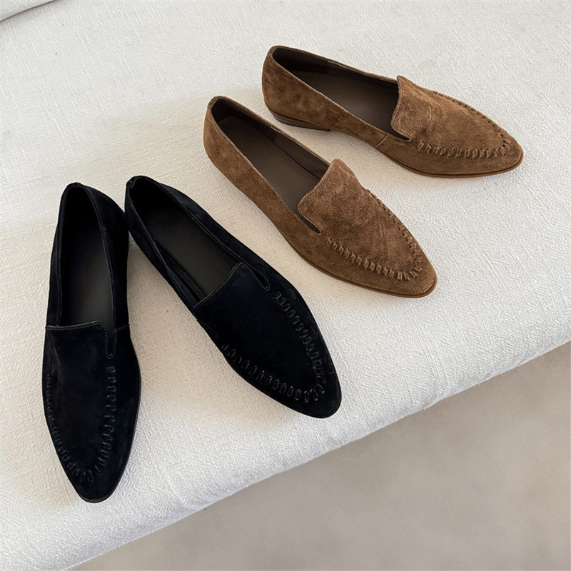 新しい春/秋の女性ローファー羊スエード革靴女性のためのラウン - Kids Shoes Women のレビューと価格