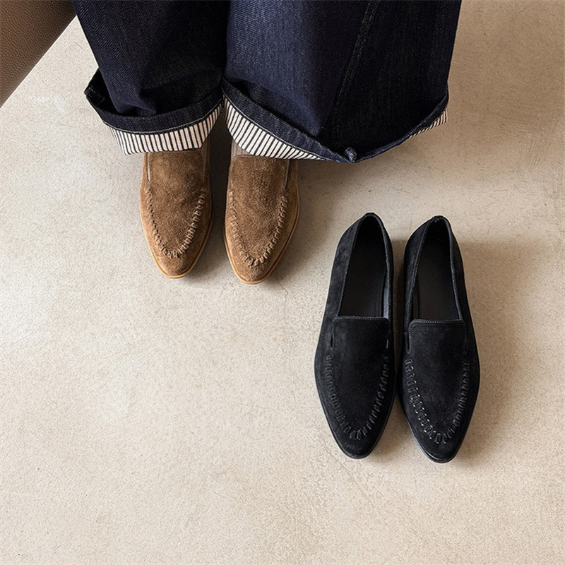 新しい春/秋の女性ローファー羊スエード革靴女性のためのラウン - Kids Shoes Women のレビューと価格