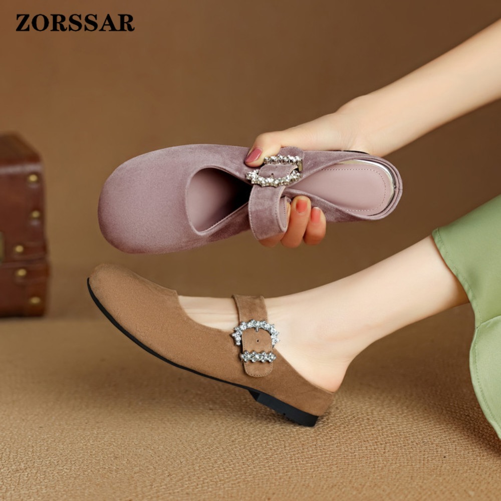 レディース スエード フラット メリージェーン ミュール ス - Kids Shoes Women のレビューと価格