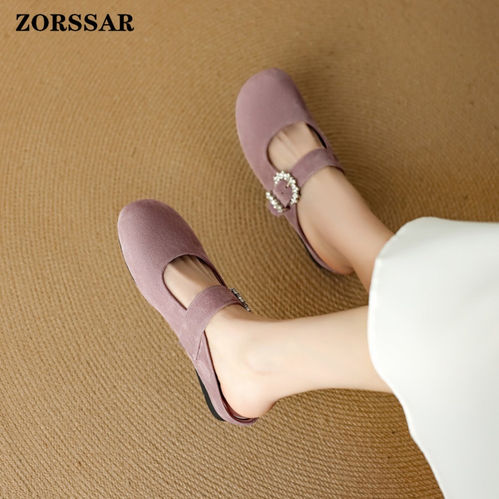 レディース スエード フラット メリージェーン ミュール ス - Kids Shoes Women のレビューと価格