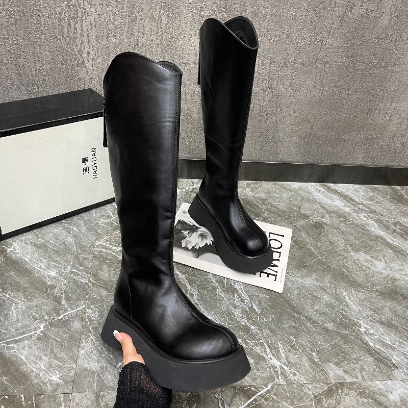 2025年秋冬ファッションジッパーデザインレジャーニーブーツ - High Knee Heel Boots のレビューと価格