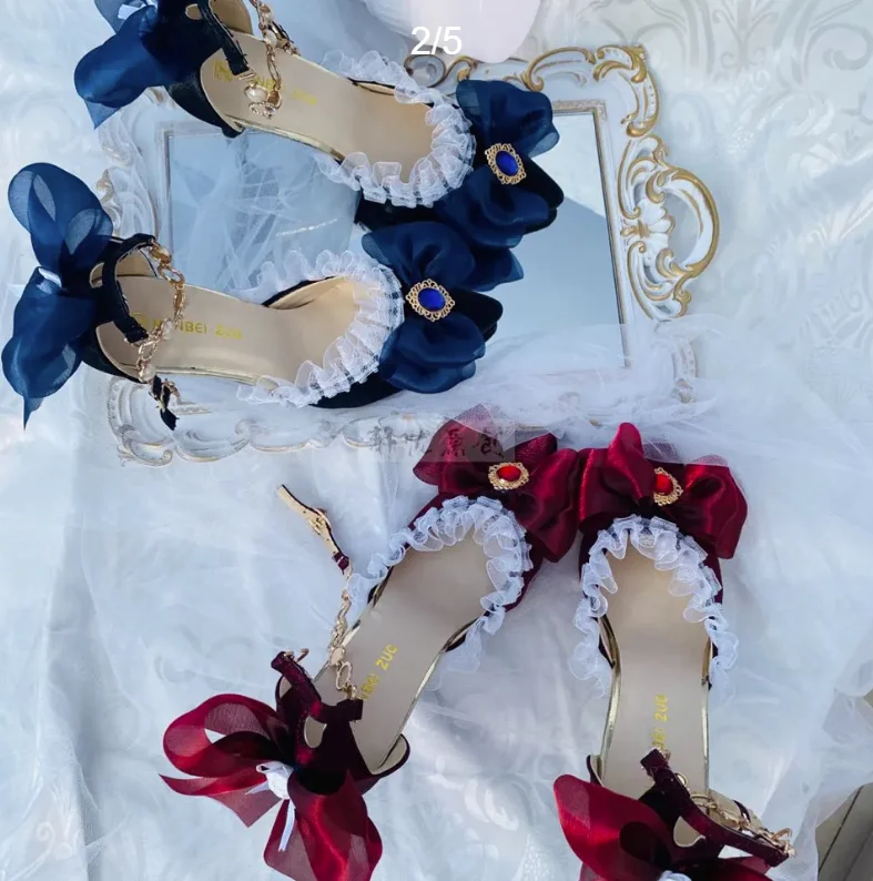 ロリータハイヒールの靴エレガントなコートポインテッドサンダル - Court Heel Pointed のレビューと価格