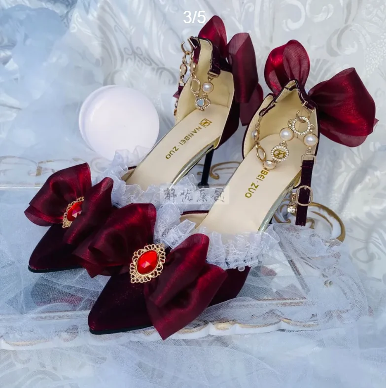 ロリータハイヒールの靴エレガントなコートポインテッドサンダル - Court Heel Pointed のレビューと価格