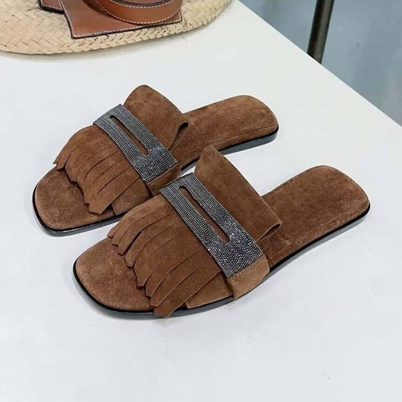 メタルストリングビーズ装飾キッズスエードタッセルフラットボト - Kids Shoes Women のレビューと価格