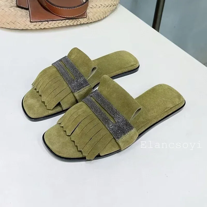 メタルストリングビーズ装飾キッズスエードタッセルフラットボト - Kids Shoes Women のレビューと価格