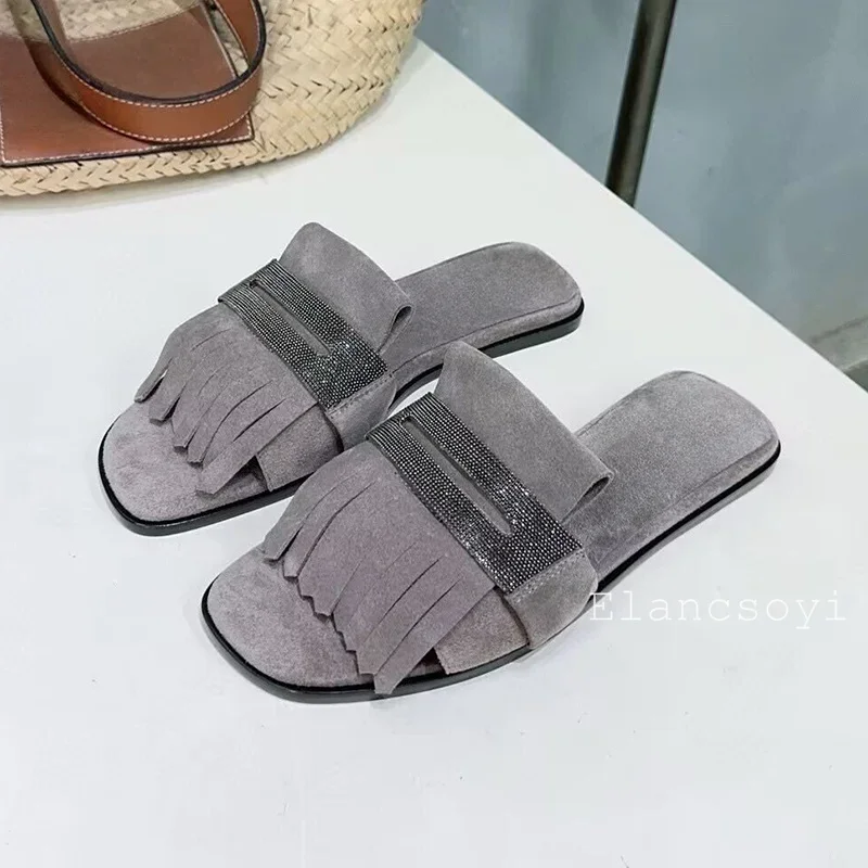 メタルストリングビーズ装飾キッズスエードタッセルフラットボト - Kids Shoes Women のレビューと価格