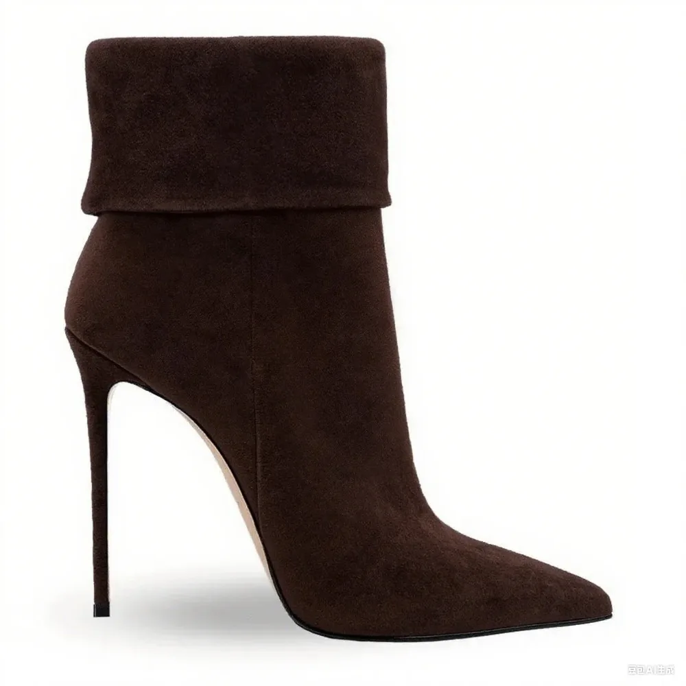 サイドジップ付きのシックなミニマリストの尖ったつま先のカフブ - Block Heel Ankle Boots のレビューと価格