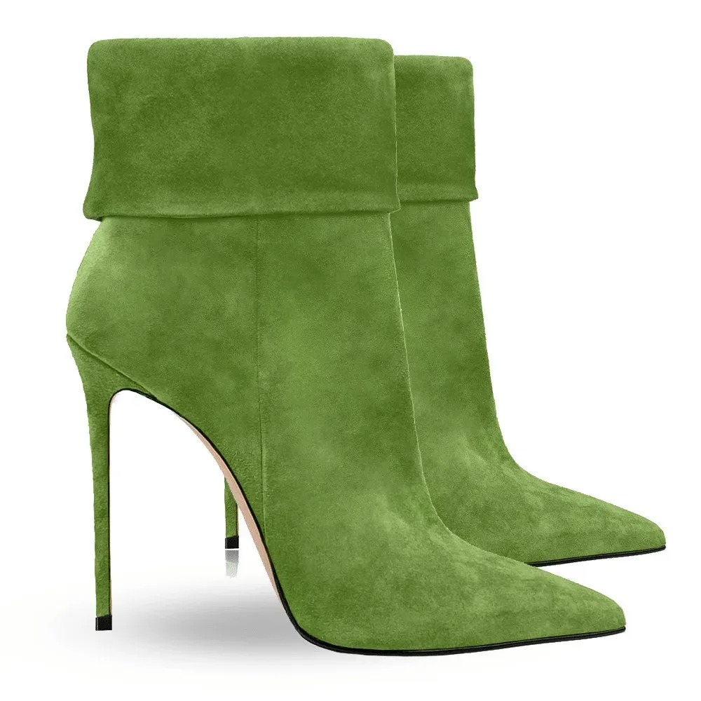 サイドジップ付きのシックなミニマリストの尖ったつま先のカフブ - Block Heel Ankle Boots のレビューと価格