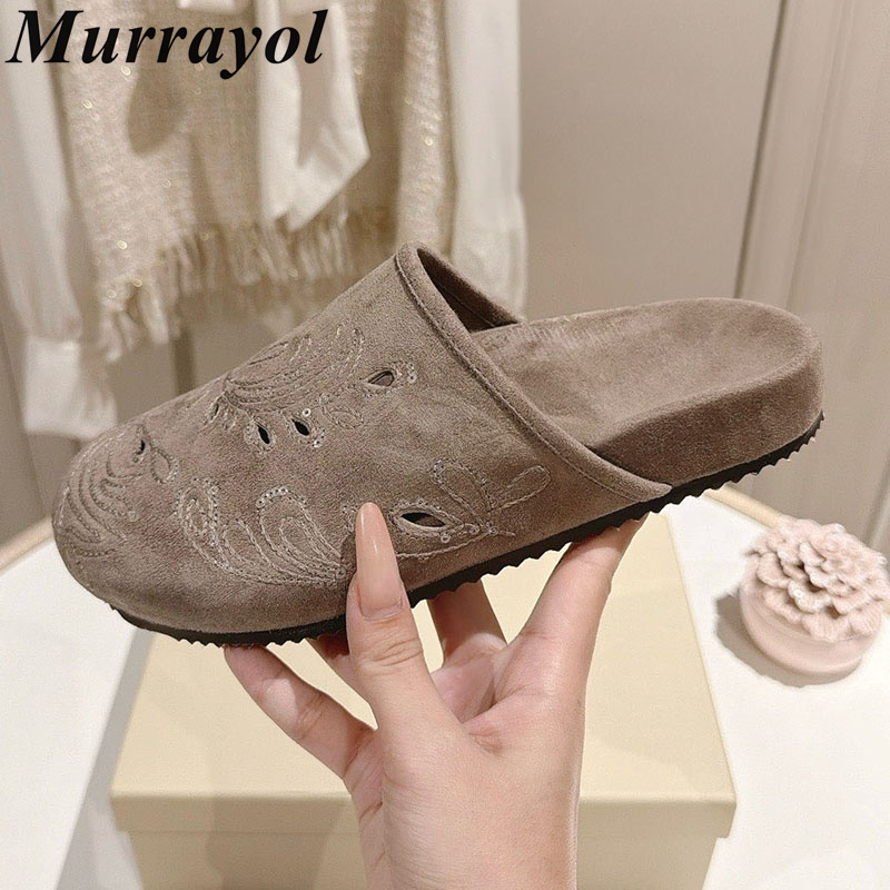 ハーフスリッパ レディース カウスエード クローズトゥ ホロ - Kids Shoes Women のレビューと価格