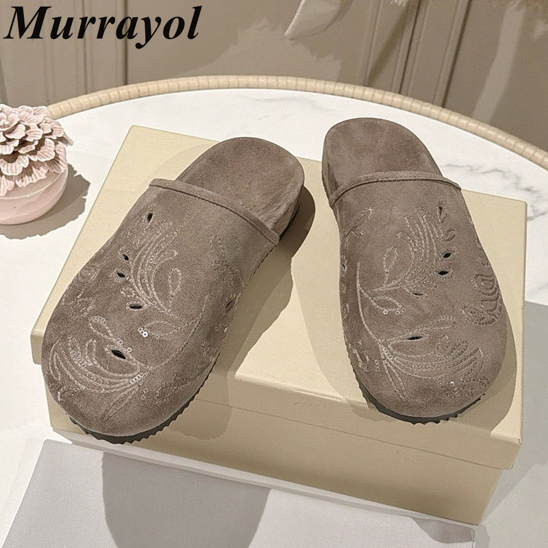 ハーフスリッパ レディース カウスエード クローズトゥ ホロ - Kids Shoes Women のレビューと価格