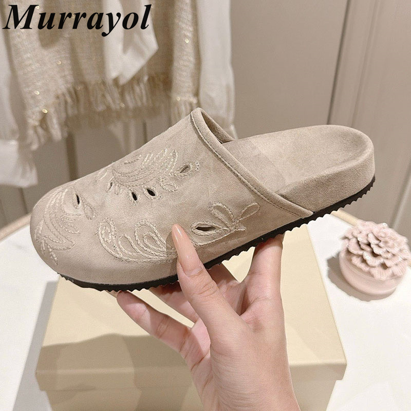 ハーフスリッパ レディース カウスエード クローズトゥ ホロ - Kids Shoes Women のレビューと価格