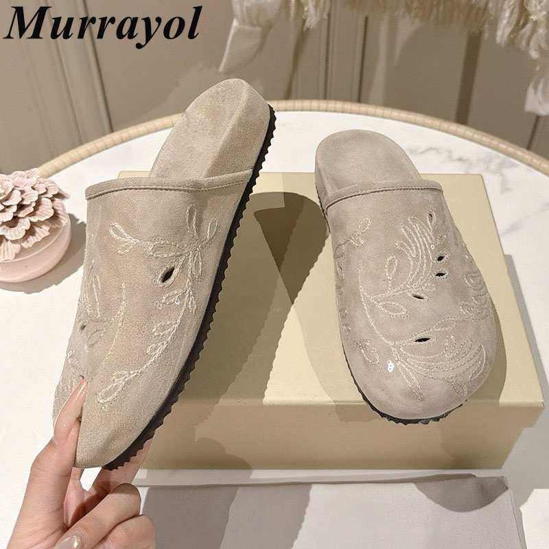 ハーフスリッパ レディース カウスエード クローズトゥ ホロ - Kids Shoes Women のレビューと価格