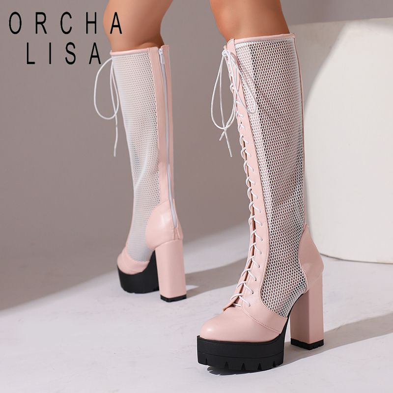 ORCHA LISA セクシーなレディースニーハイブーツ ラ - High Knee Heel Boots のレビューと価格