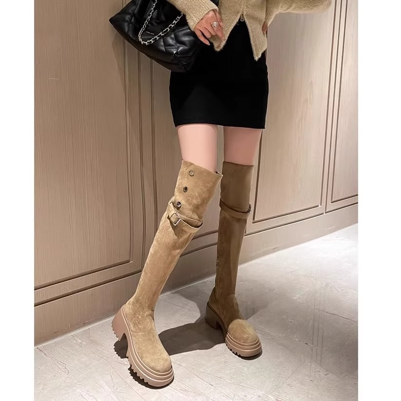 ニーハイブーツ 2025 レトロ ウエスタンブーツ レディー - Sock Boot Women のレビューと価格
