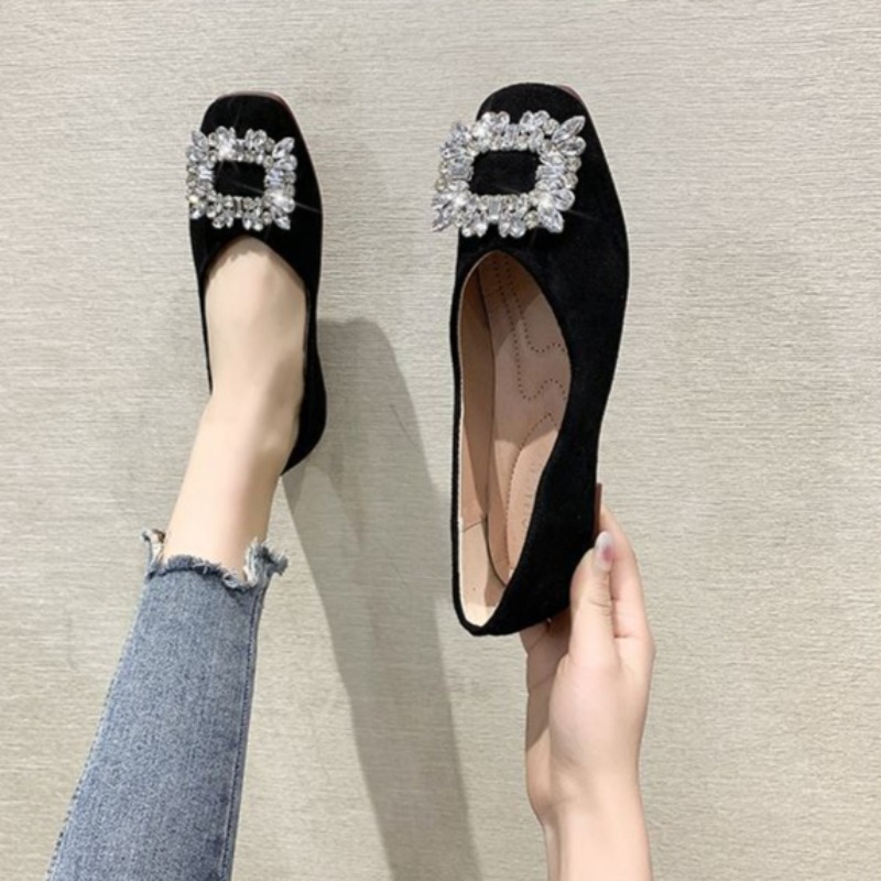 35-42 レディースワイド幅フラットシューズクリスタル装飾 - Women'S Shoes In Wide Width のレビューと価格