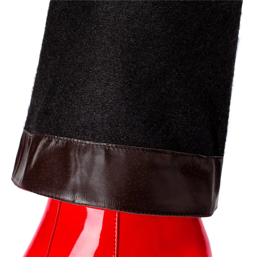 女性のための赤と白のパテントレザーニーハイブーツ,ブロックヒ - High Knee Heel Boots のレビューと価格