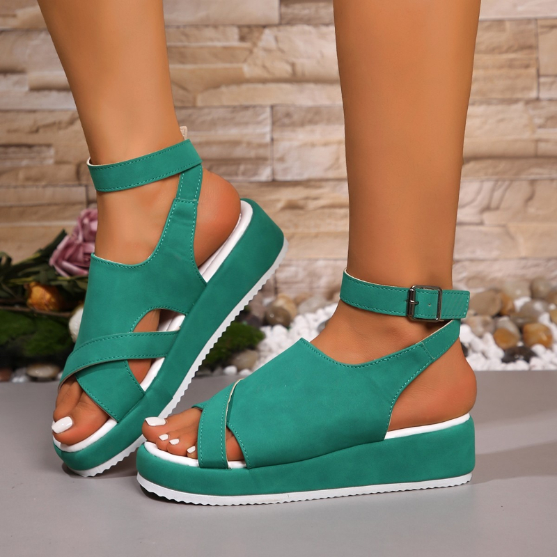 夏の女性用プラスサイズチャンキープラットフォームローマンサン - Women'S Shoes In Wide Width のレビューと価格