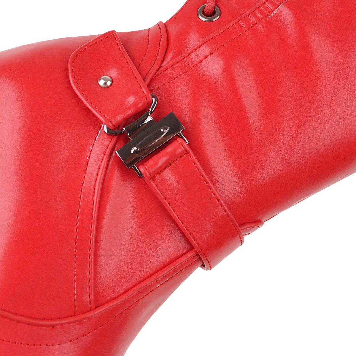 女性用レースアッププラットフォームニーハイブーツ、赤、黒、ス - High Knee Heel Boots のレビューと価格