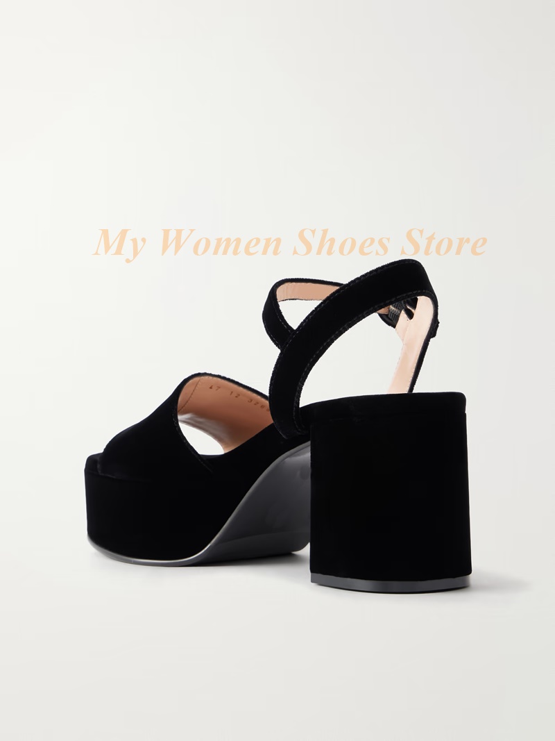 チャンキーヒールスエードプラットフォームサンダル女性ソリッド - Kids Shoes Women のレビューと価格