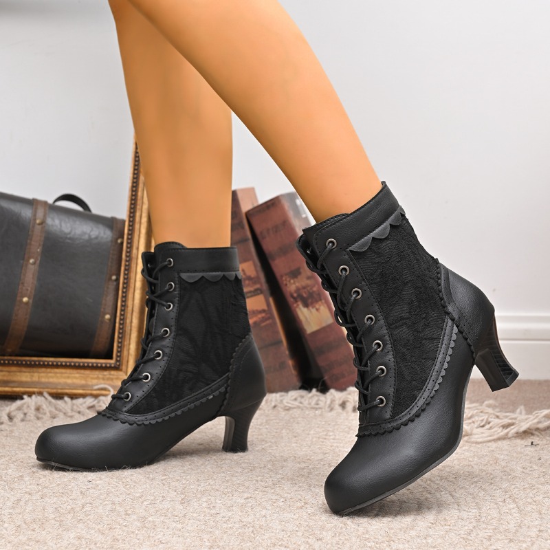 女性用クローズドトゥミドルヒールレースアップサテンレースウェ - Court Heel Pointed のレビューと価格