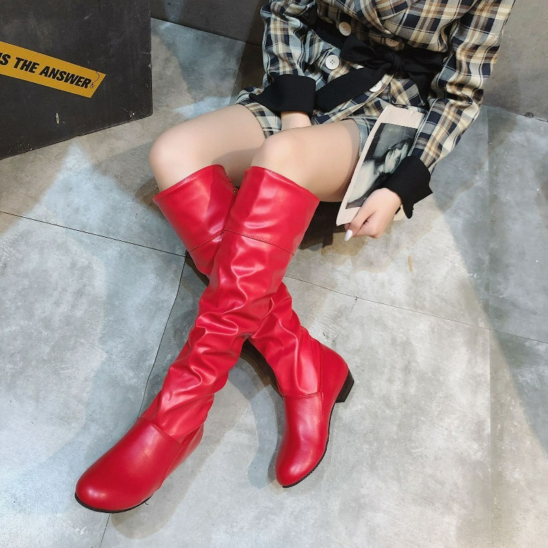 2025年 レディース ニーハイブーツ プリーツ ローヒール - High Knee Heel Boots のレビューと価格