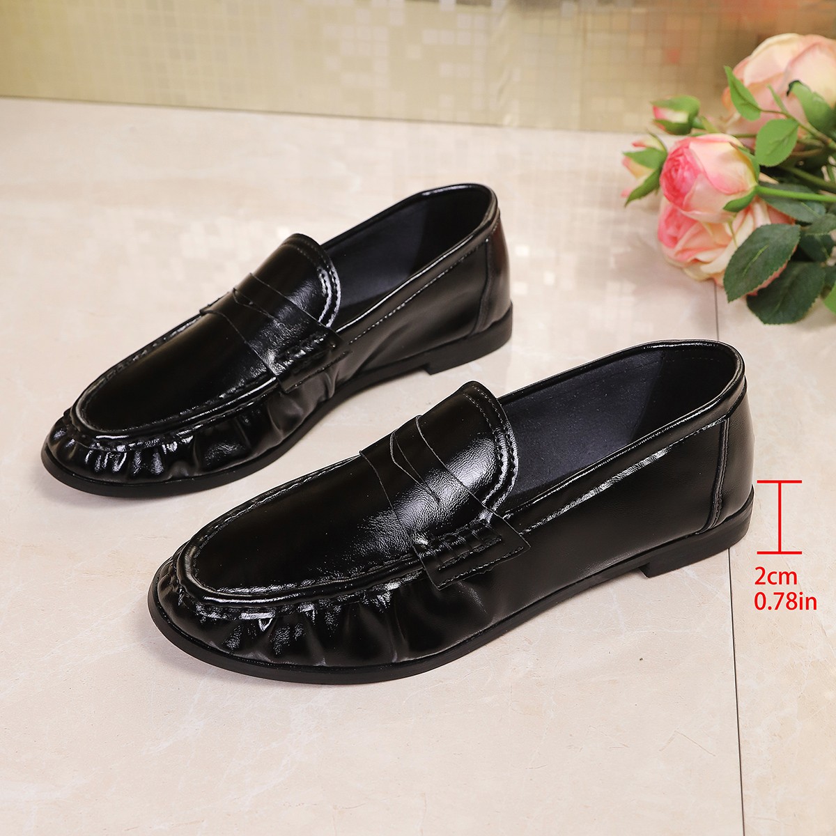 2026年夏 イギリス風 ブラック ワークフラットシューズ  - Loafer Flat Women のレビューと価格