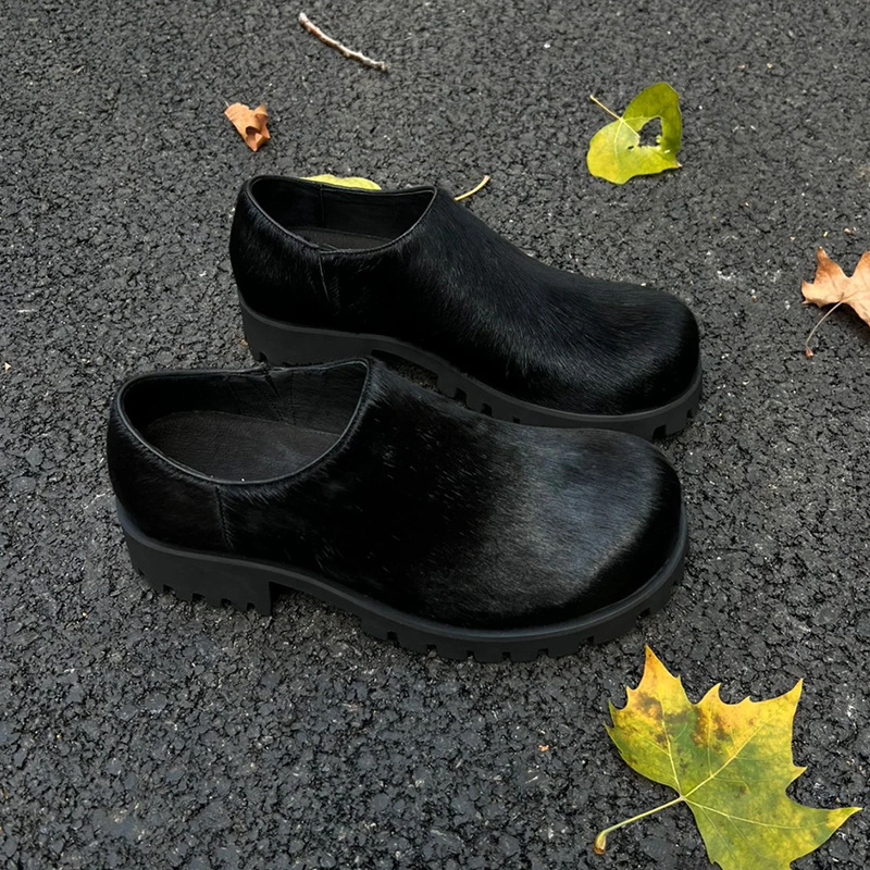 男性と女性のための本革の靴,大きな頭,厚い底,丸い靴,ファッ - Women'S Shoes Paris のレビューと価格